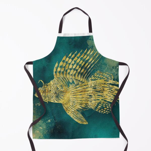 Item preview, Watercolor art printing of tropical fish in rich blue ocean colors and metallic golden designed and sold by SilverSpiral.
