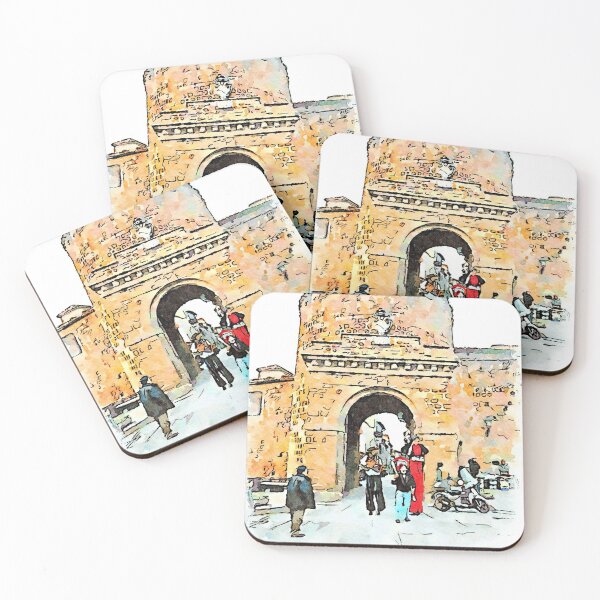 Item preview, Barbarano Romano: three acrobats under the tower of the village designed and sold by Giuseppe Cocco.