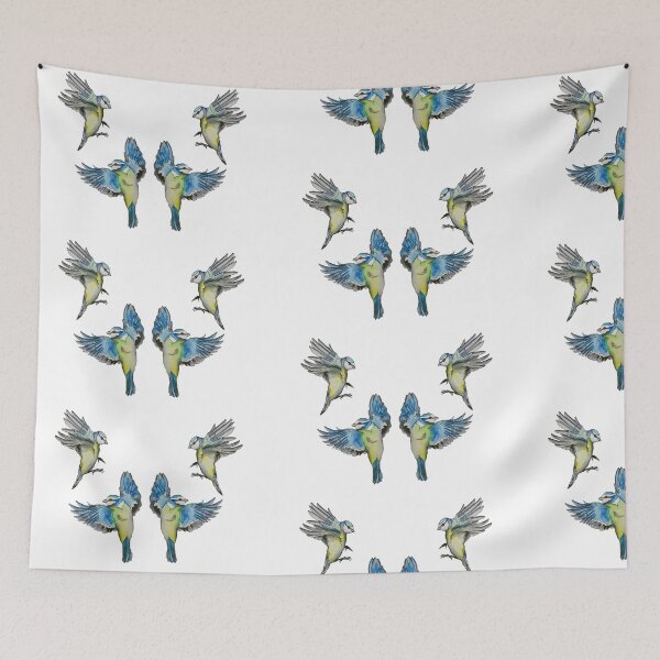 Item preview, Blue tits in flight designed and sold by HollyPopsDesign.