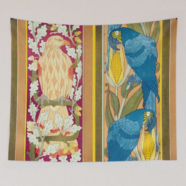 Item preview,  EAGLE ON OAK TREE AND BLUE MACAW PARROTS WITH  MAIZES Art Nouveau Birds designed and sold by BulganLumini.