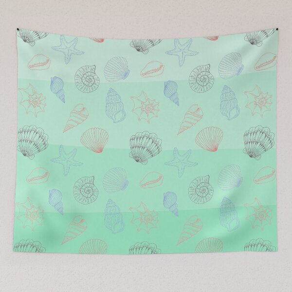 Item preview, Seashells Pattern - Aesthetic Mint green color - Sea life themed cute designed and sold by Sajuade.