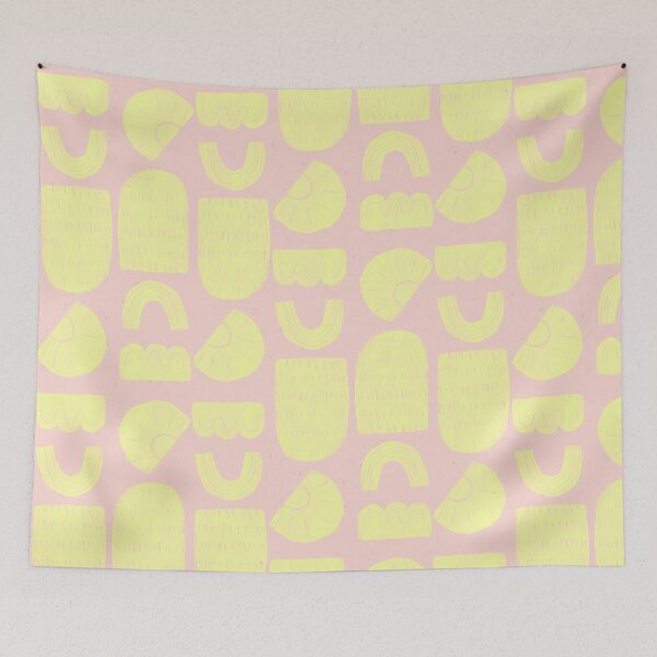 Item preview, Pink and Neon Yellow Boho Abstract Symbols Pattern designed and sold by Gallerisa.