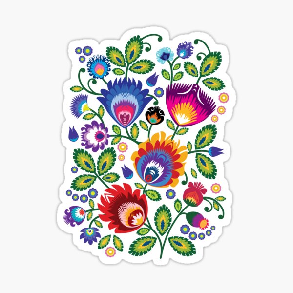  Folk flowers arrangement Sticker