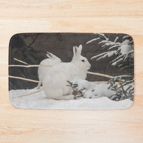 Item preview, two white hare sitting in the snow designed and sold by nataliavavilina.