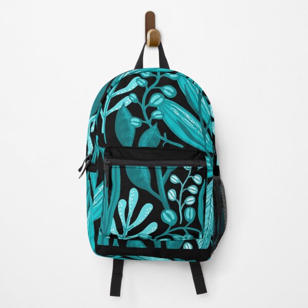 Item preview, Aqua flower leaf pattern print - colorful floral design gifts designed and sold by RebelliousRosee.