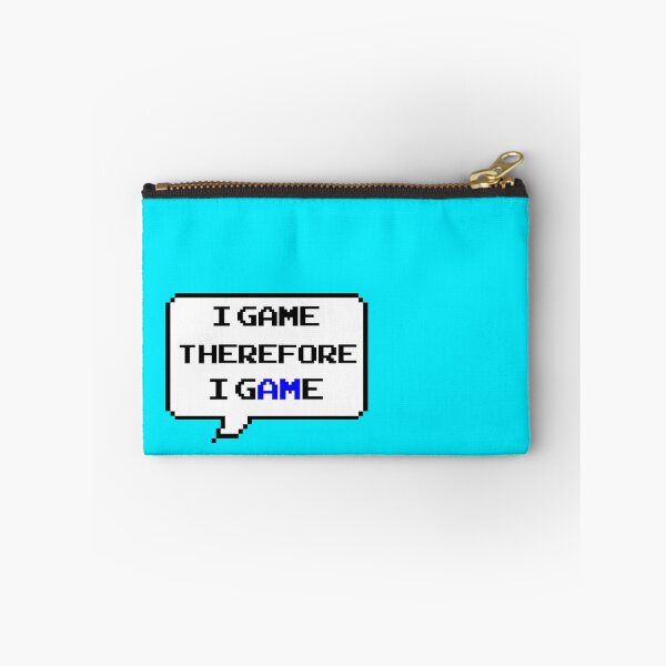 Item preview, I game therefore I am funny I game thefore I GAME pun gamer Classic retro arcade style Black, Bright Blue and White speech bubble (retro bright blue mode) designed and sold by Deegital18.