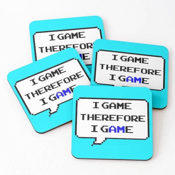 Item preview, I game therefore I am funny I game thefore I GAME pun gamer Classic retro arcade style Black, Bright Blue and White speech bubble (retro bright blue mode) designed and sold by Deegital18.