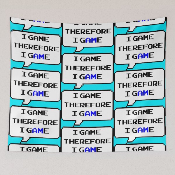 Item preview, I game therefore I am funny I game thefore I GAME pun gamer Classic retro arcade style Black, Bright Blue and White speech bubble (retro bright blue mode) designed and sold by Deegital18.