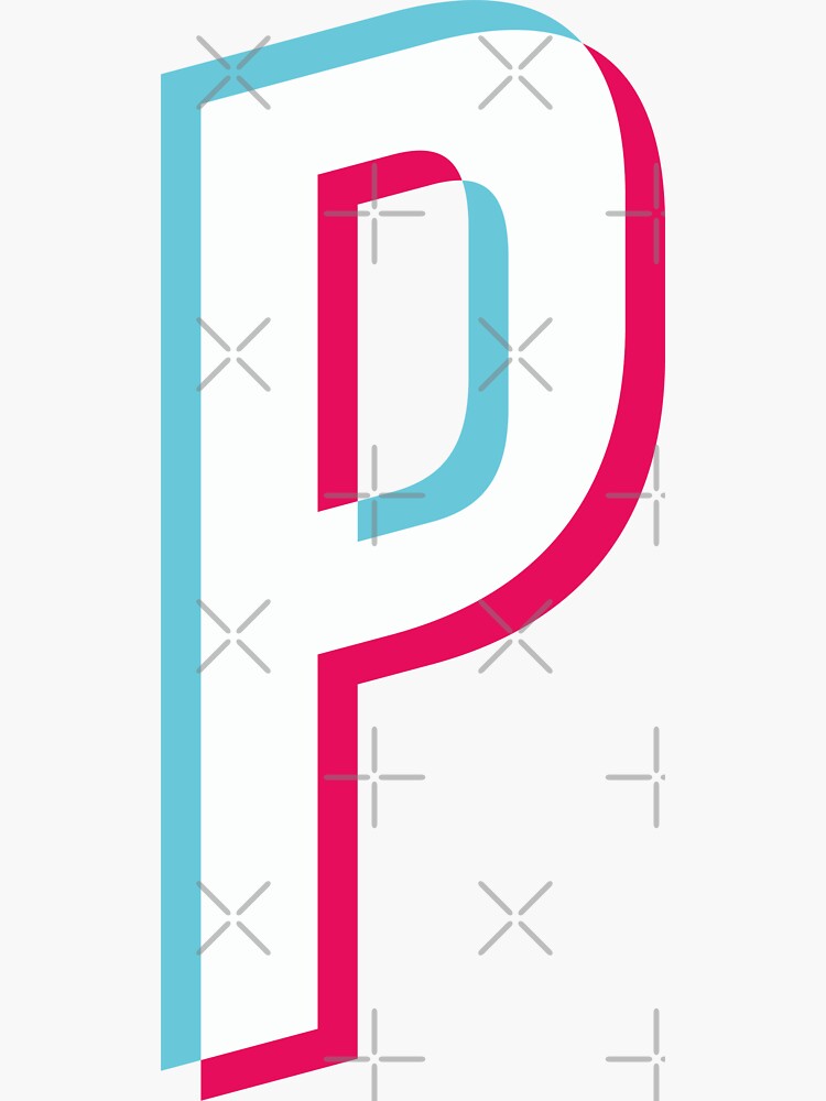 "Letter P Tik Tok Style Glitch Effect Blue White Red" Sticker for Sale