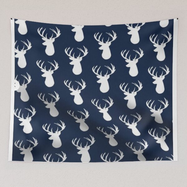 Item preview, Deer Fabric - Navy Deer Head Custom Fabric  designed and sold by wardrop24.