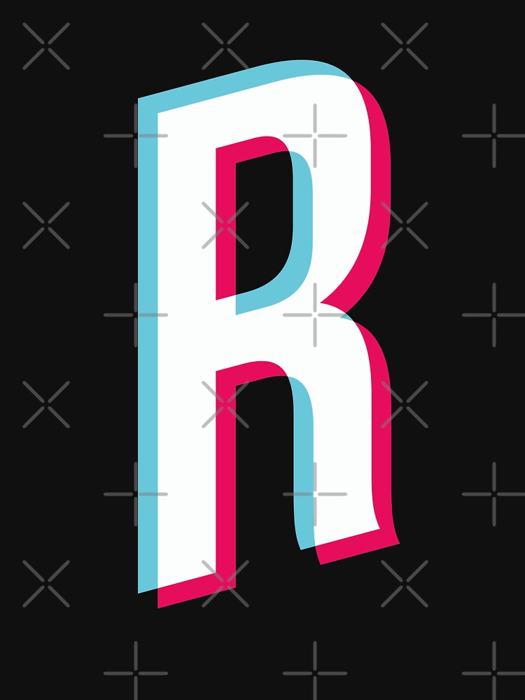 "Letter R Tik Tok Style Glitch Effect Blue White Red" T-shirt For Sale ...