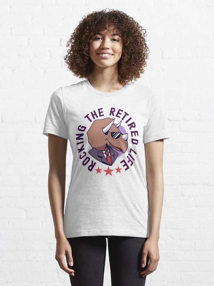 Alternate view of Rocking The Retired Life Funny Dinosaur in Suit With Sunglasses Essential T-Shirt