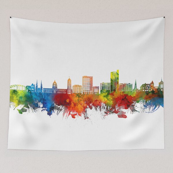 Item preview, fort wayne skyline watercolor designed and sold by BekimART2.
