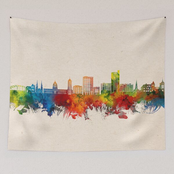 Item preview, fort wayne skyline watercolor 2 designed and sold by BekimART2.