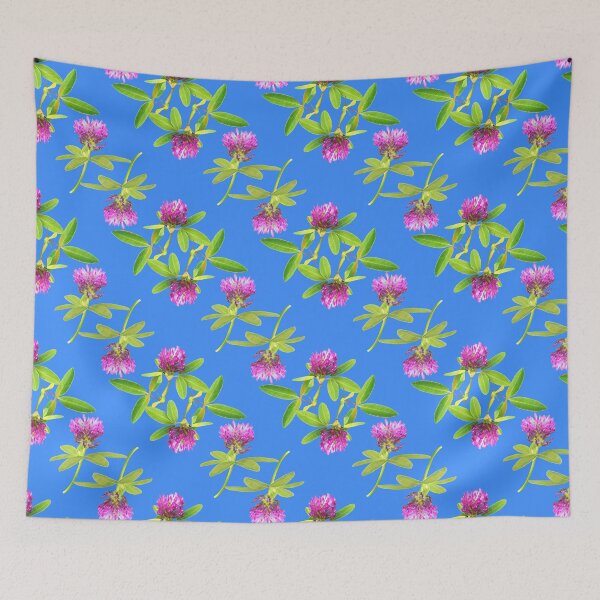 Item preview, Red clovers blue background designed and sold by Amalus-files.