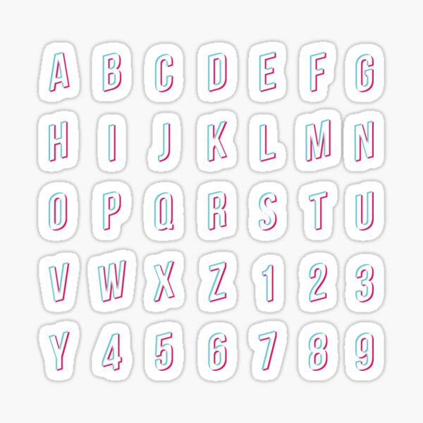 "Letters and Numbers Alphabet Sticker Set in Tik Tok Style" Sticker for