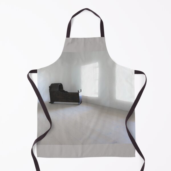 Item preview, Antique wooden rocking baby bed in an empty, bright room with two windows designed and sold by AlbertMi.