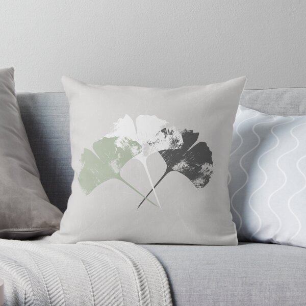 Abstract Ginkgo Leaves - Faded Grunge Looks Throw Pillow