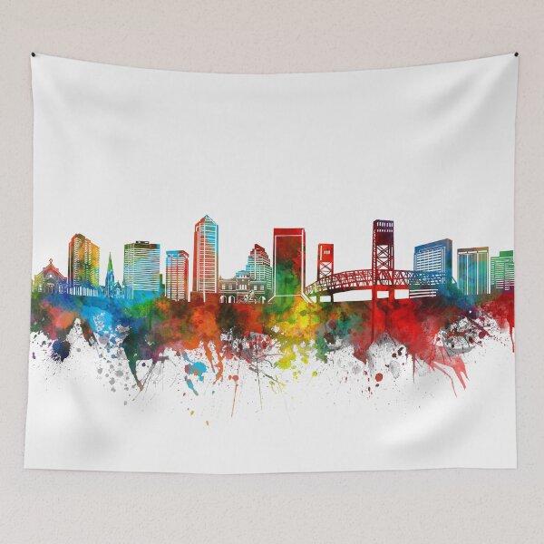 Item preview, jacksonville skyline watercolor designed and sold by BekimART2.