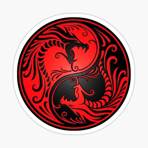 Yin Yang Dragon Stickers Redbubble - fire dragon decal roblox