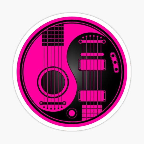 Aperçu de l'œuvre Pink and Black Acoustic Electric Guitars Yin Yang créée et vendue par jeff bartels.