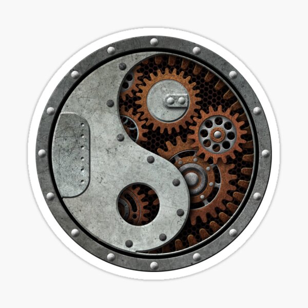 Industrial Steampunk Yin Yang Sticker