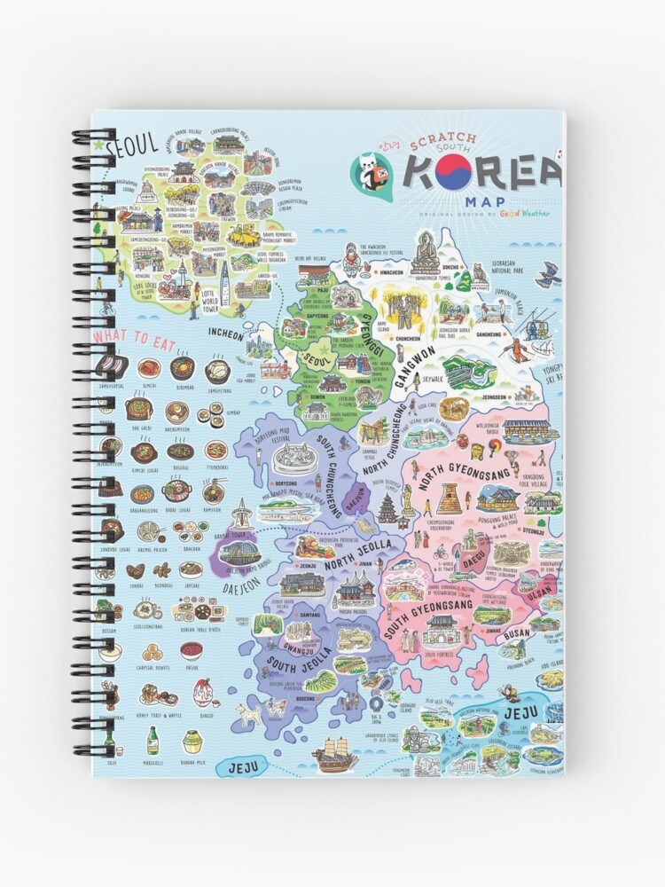 South Korea Map Spiral Notebook by Akanyah