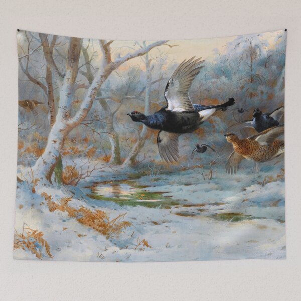 Item preview, Black Grouse in Flight in a Winter Woodland - Archibald Thorburn - 1923 designed and sold by CJET.