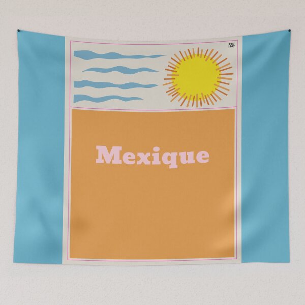 Item preview, Minimalist Mid Century Modern Orange Mexico Mexique Travel poster French 1960s designed and sold by adrienne75.