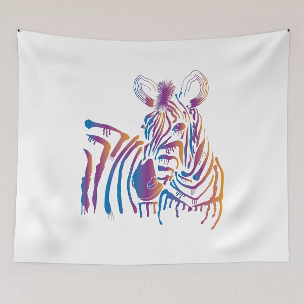 Item preview, Colorful Zebra Drip Effect Brush Drawing Line Art designed and sold by OmmeDesigns.