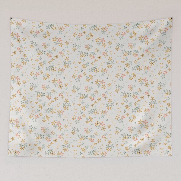 Item preview, White, Coral, & Teal Simple Ditsy Floral designed and sold by StudioPosies.