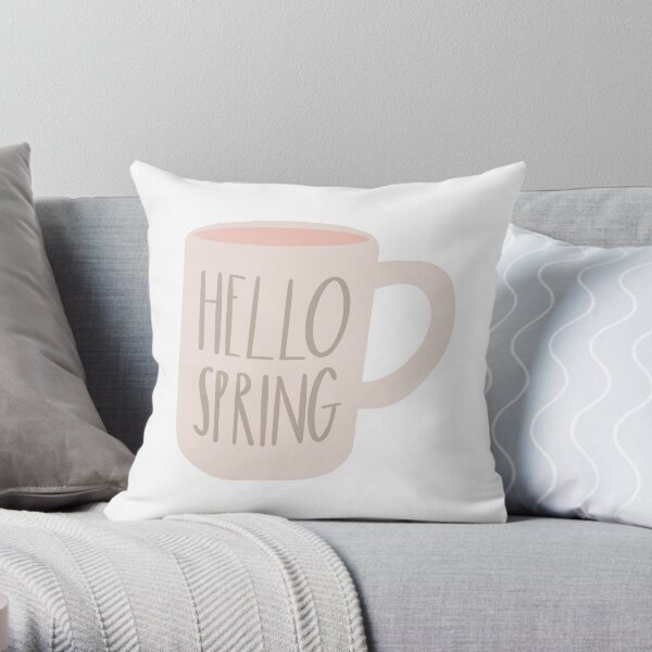 Spring Mug Farmhouse Design | Rae Dunn Inspired Throw Pillow