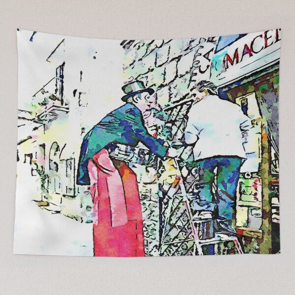 Item preview, Barbarano Romano: acrobat talks to butcher on the ladder designed and sold by Giuseppe Cocco.