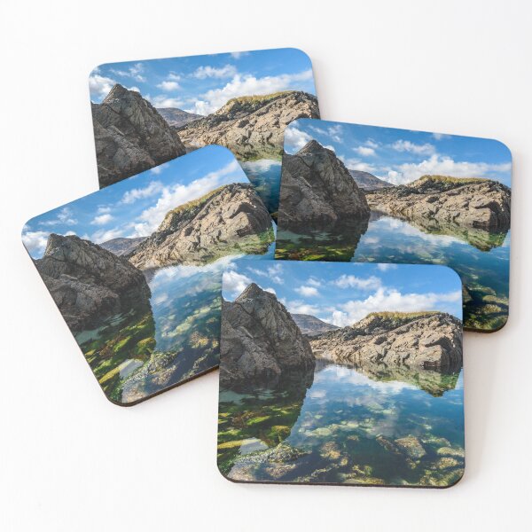 Item preview, Atlantic Ocean, rocky shores and blue cloudy skies in Ardara, County Donegal, Ireland designed and sold by AlbertMi.