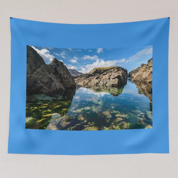Item preview, Atlantic Ocean, rocky shores and blue cloudy skies in Ardara, County Donegal, Ireland designed and sold by AlbertMi.