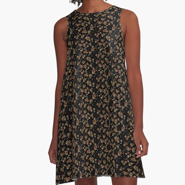 Aperçu de l'œuvre Noir, Orange, Olive Simple Ditsy Floral créée et vendue par StudioPosies.