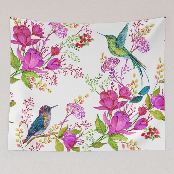 Item preview, Hummingbird Floral Pattern 01 designed and sold by AlokeDesigns.