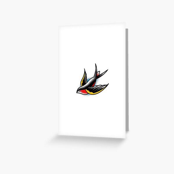 Grusskarten Vogel Tattoo Redbubble