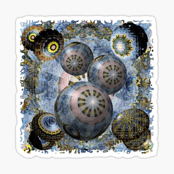 SURREAL SCI-FI 3D SPHERES TECHNOLOGY SPACESCAPE ILLUSTRATION CARTOONIZED HIGHLIGHT Sticker