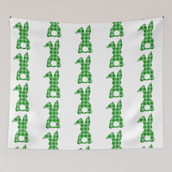 Item preview, Easter Bunny Behind with Big Round Tail | Green Gingham Bun designed and sold by Rabbitti.