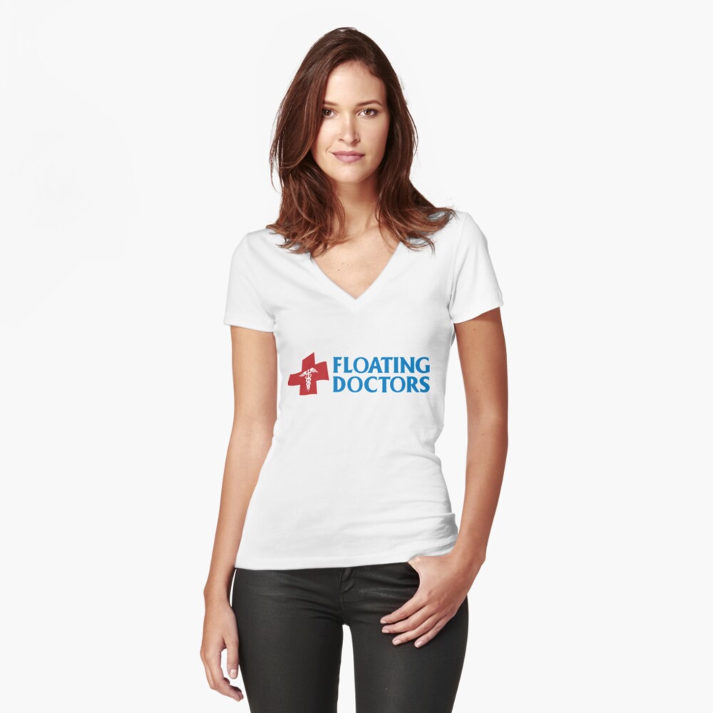 Vista previa del artículo con la obra «Camiseta entallada de cuello en V», diseñado y vendido por FloatingDoctors.