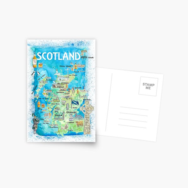 Item preview, Scotland Illustrated Map with Landmarks and Highlights  designed and sold by artshop77.