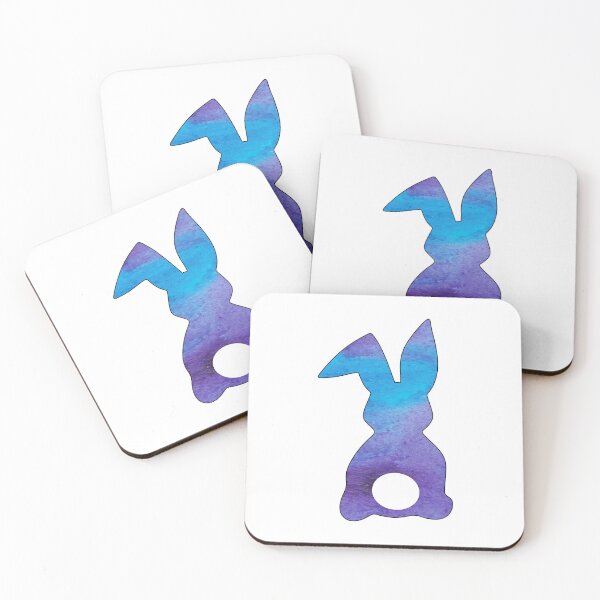 Item preview, Easter Bunny Behind with Big Round Tail | Purple and Blue Watercolor Bun designed and sold by Rabbitti.
