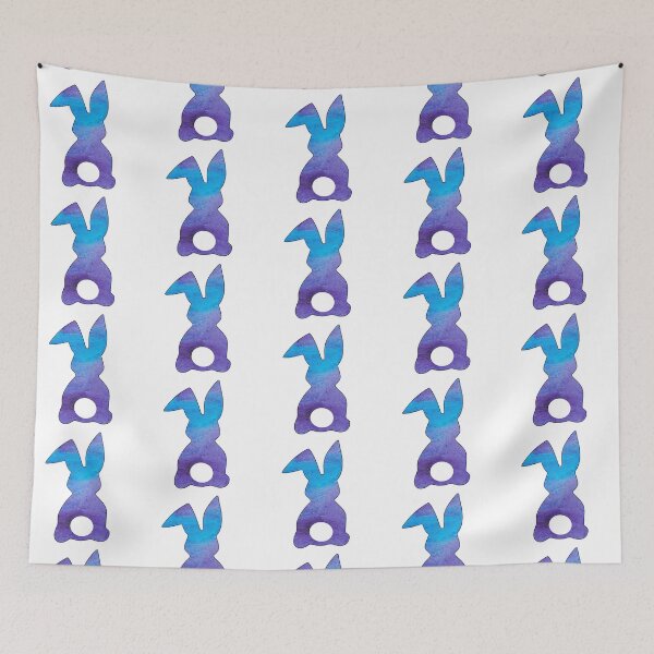 Item preview, Easter Bunny Behind with Big Round Tail | Purple and Blue Watercolor Bun designed and sold by Rabbitti.