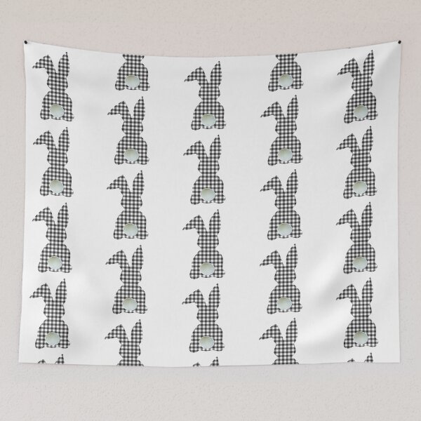 Item preview, Easter Bunny Behind with Big Round Tail | Black and White Plaid Bun designed and sold by Rabbitti.