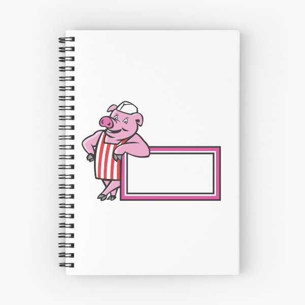 Item preview, Butcher Pig Leaning On Sign Cartoon designed and sold by patrimonio.