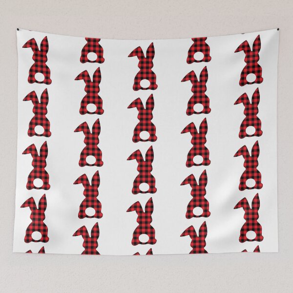 Item preview, Easter Bunny Behind with Big Round Tail | Red Buffalo Plaid Bun designed and sold by Rabbitti.
