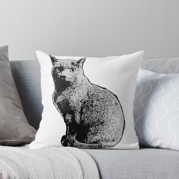 Aperçu de l'œuvre Chat russe bleu votre quotidien Cletus Kitty gris noir et blanc dessin félin créée et vendue par SunriseStudio.