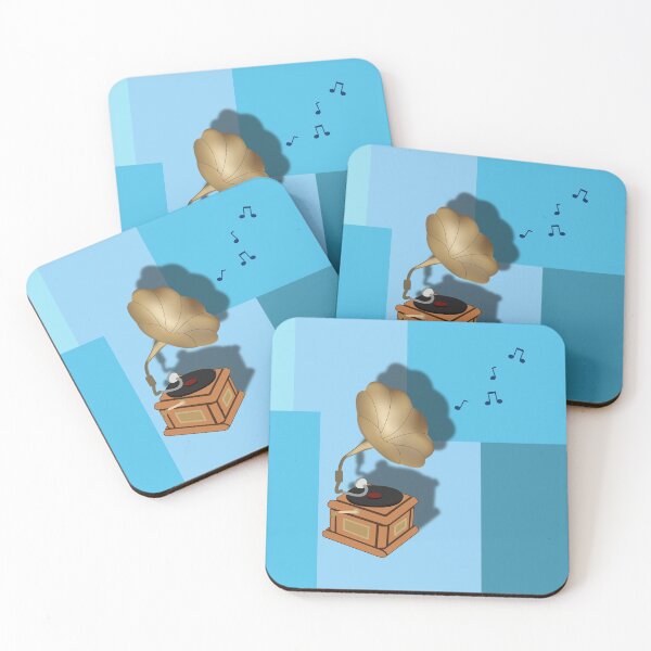 Item preview, Design of an old gramophone with background in blue tones designed and sold by Martapp.
