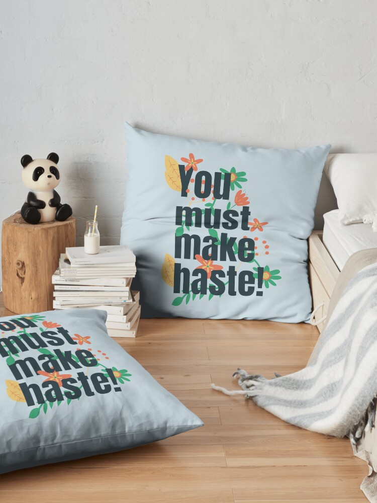 Alternate view of You must make haste! Floral Love Floor Pillow